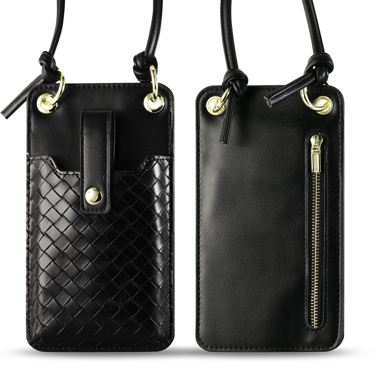 Reiko Leather Crossbody Phone Wallet Large Purse In Black•?ö7.0 INCH)